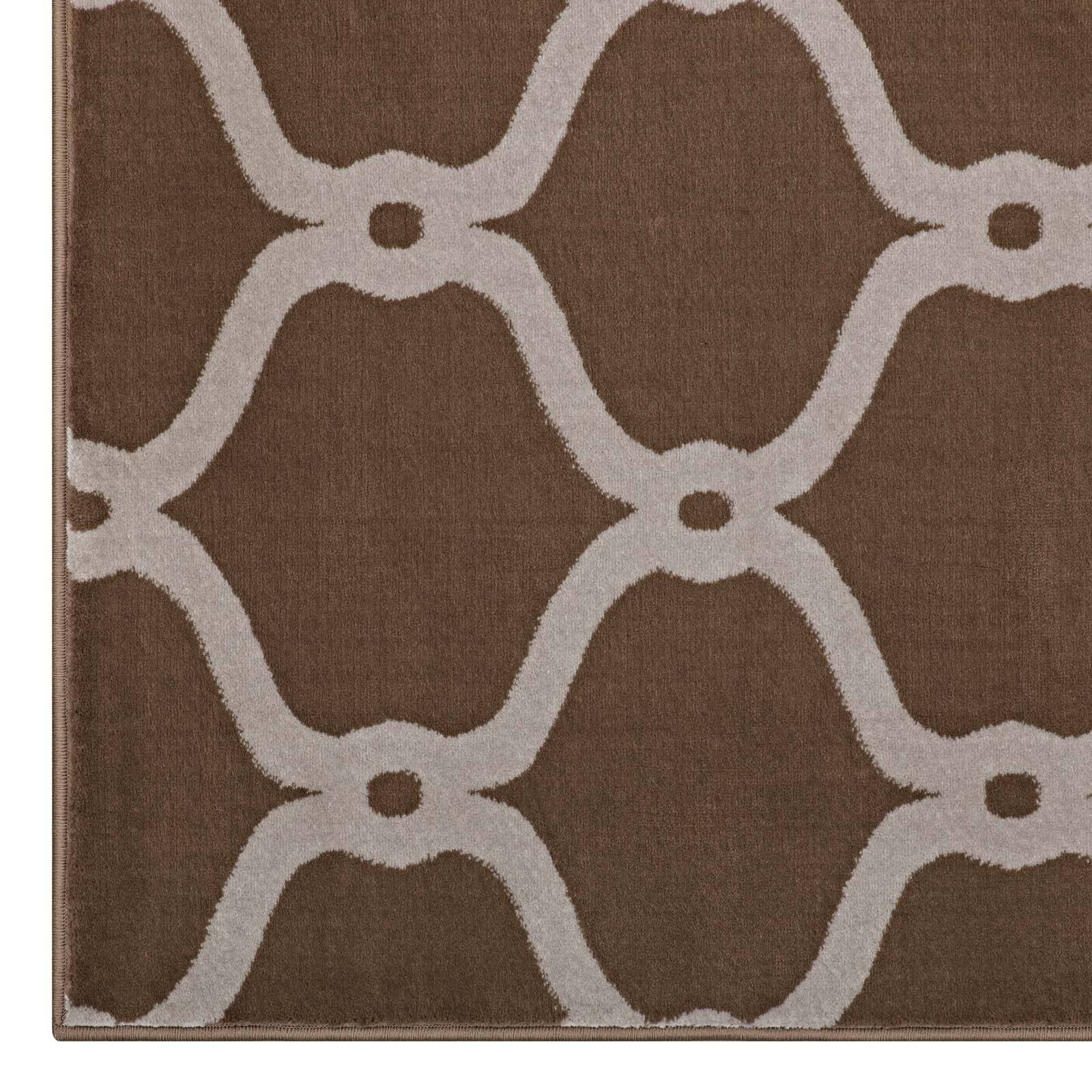 Alt View 1. Modway - Beltara Chain Link Transitional Trellis Area Rug - Dark Tan and Beige.