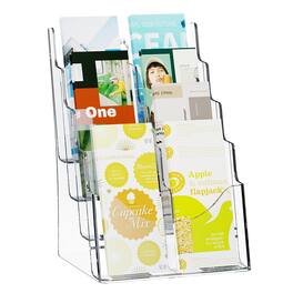 VEVOR - Acrylic Brochure Holder 8.5 x 11 inch, 4-Tier Clear Acrylic Literature Display Stand - Transparent