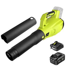 SnapFresh - 20V 350 CFM Cordless Leaf Blower with 4.0Ah Battery & Fast Charger Included - Green