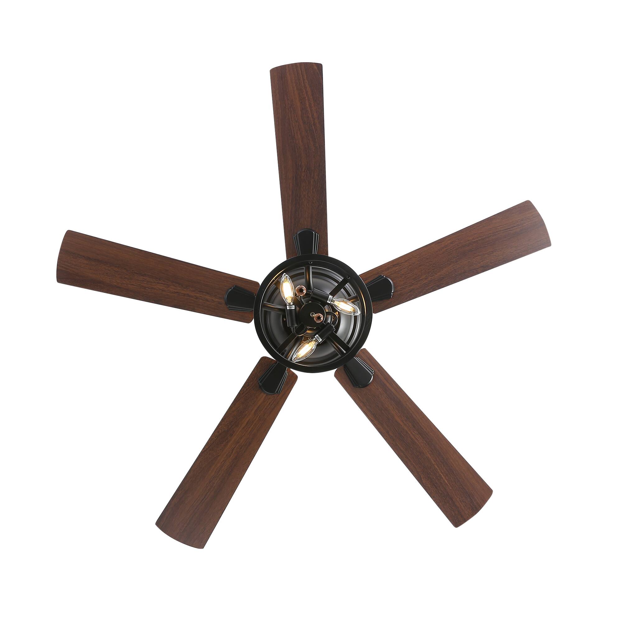 Alt View 10. Breezary - 52-In Indoor Flush Mount Ceiling Fan with Light Kit, 5 Dual-Tone Plywood Blades, Reversible Motor, Remote/Chain Control - Dual Wood Grain + Pull Chain Control.