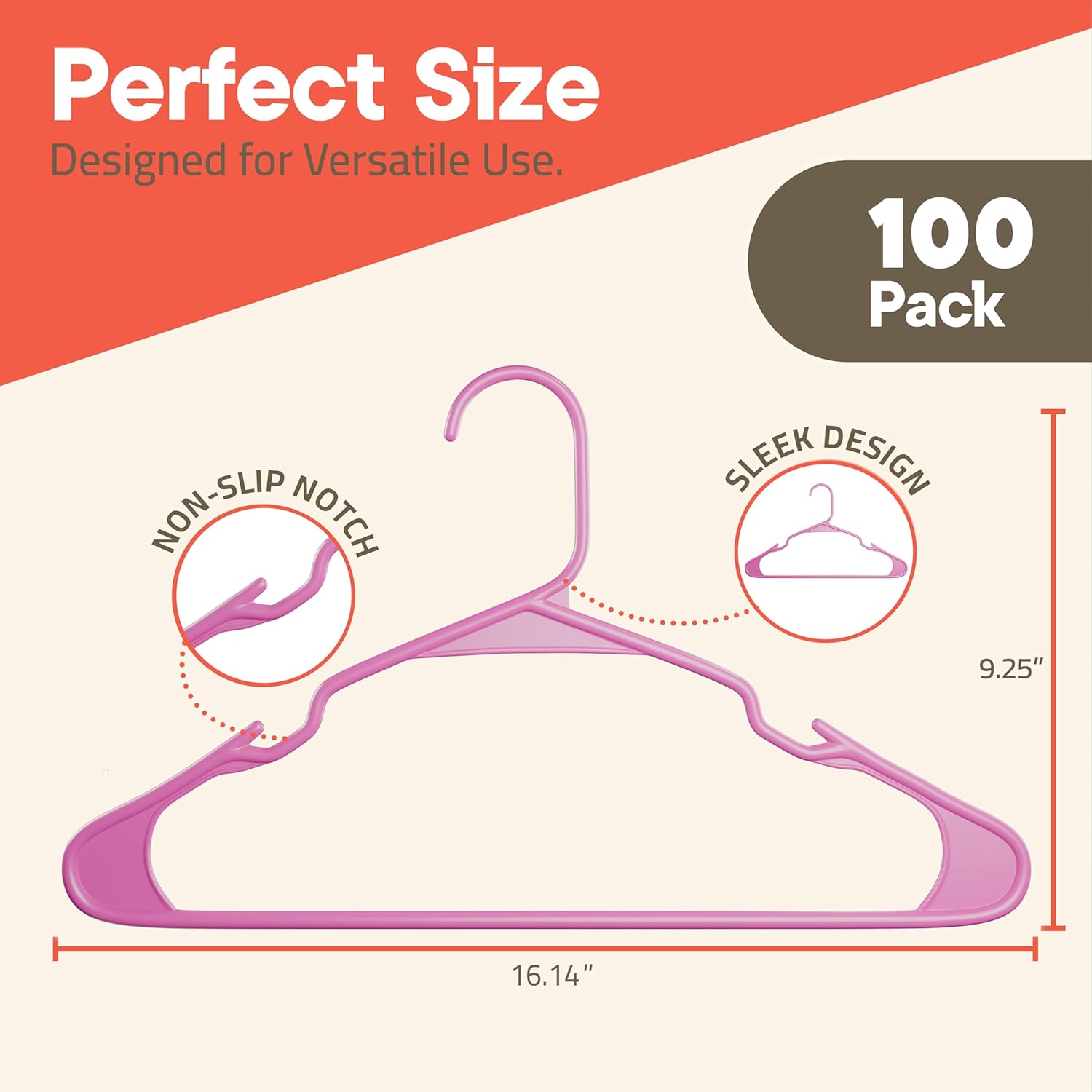 Perfect Size, Designed for Versatile Use, 100 Pack, Non-Slip Notch, Sleek Design, 9.25", 16.14"