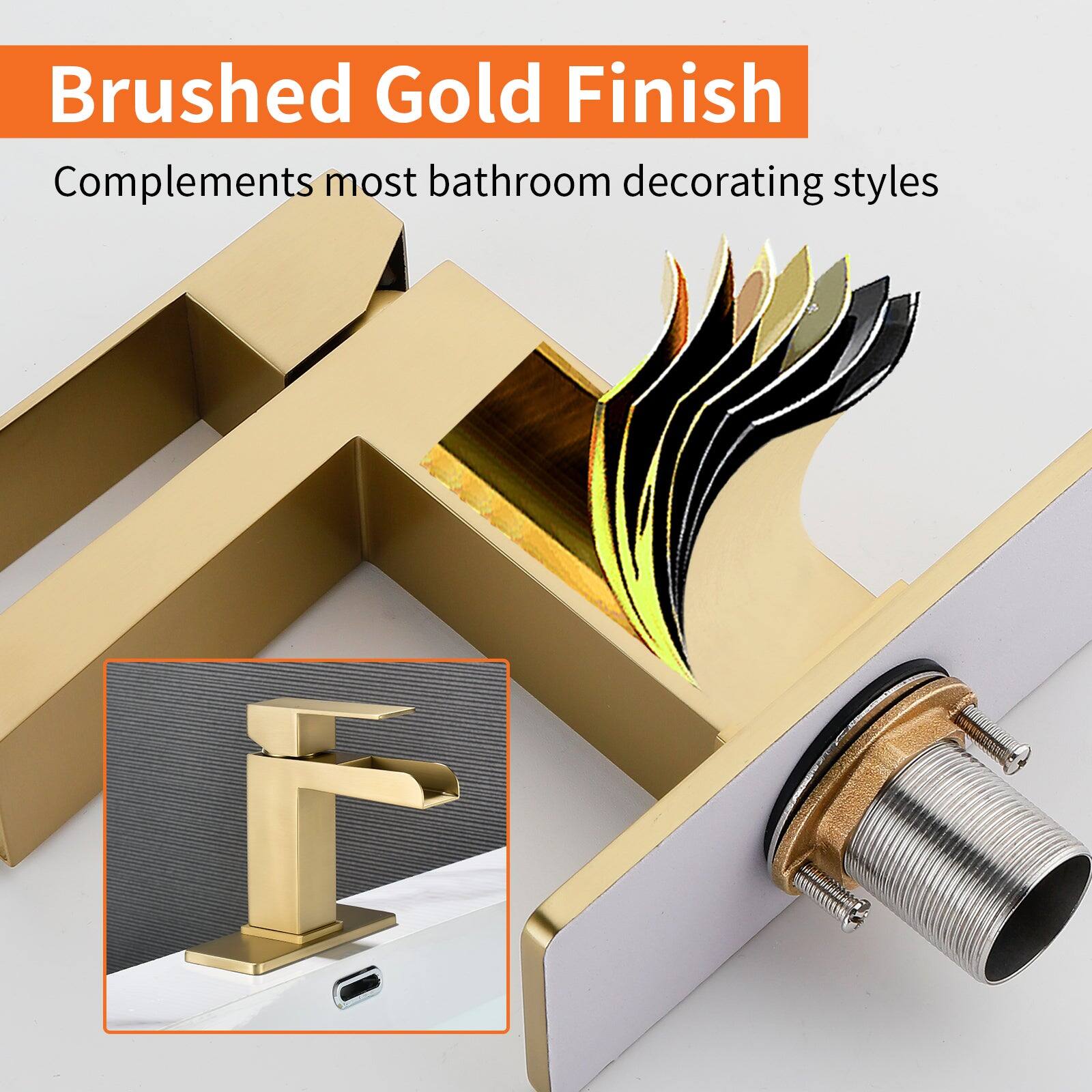 Brushed Gold Finish  
Complements most bathroom decorating styles