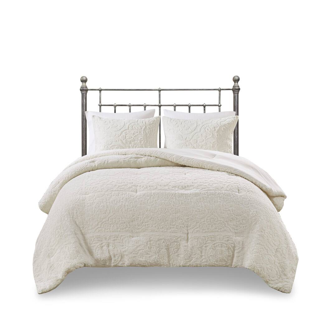 Front. Gracie Mills - Gracie Mills Toulon 3 Piece Tufted Woven Comforter Set - Ivory.