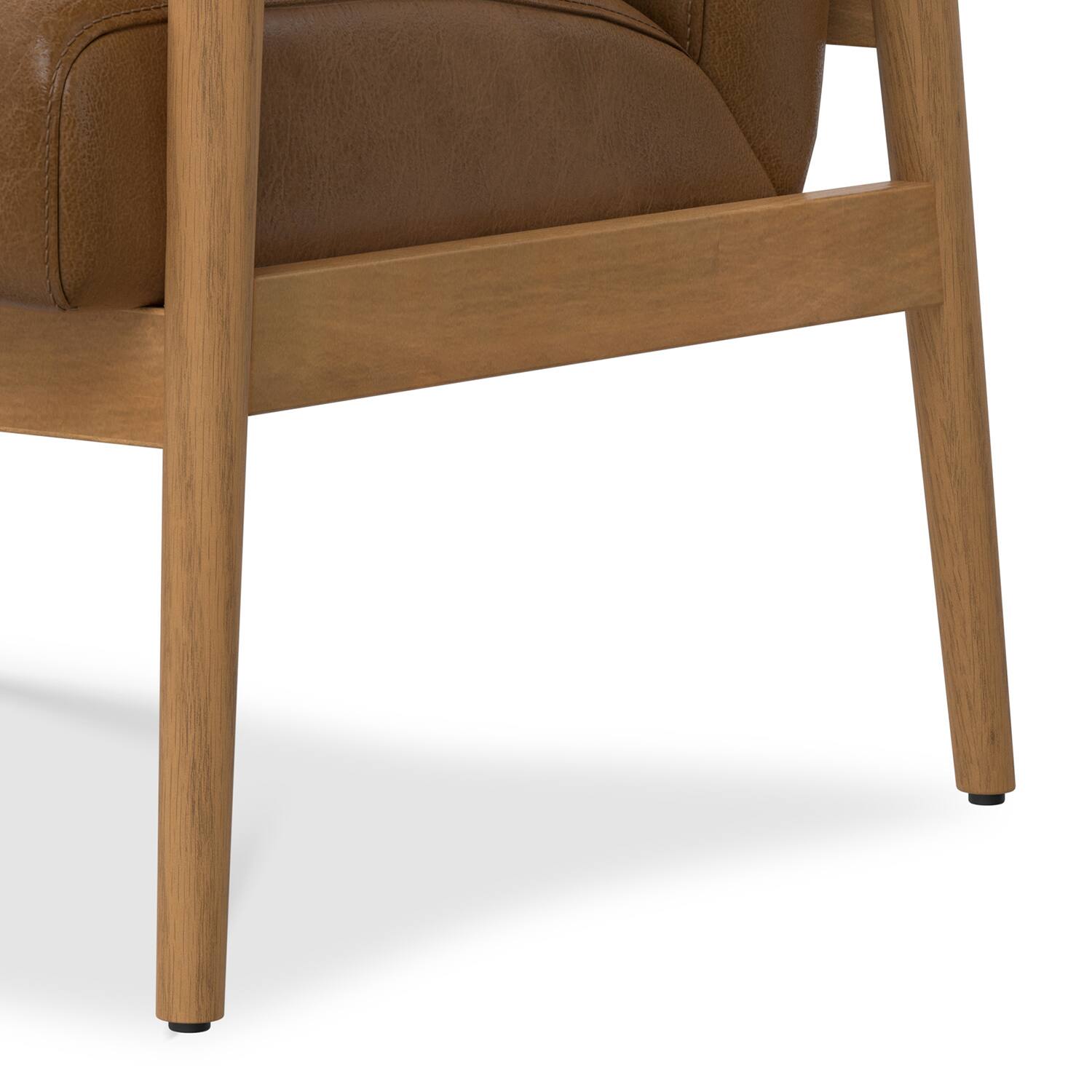 Alt View 4. Simpli Home - Paloma 22 inch Wide Contemporary Accent Chair in Caramel Brown Genuine Leather - Caramel Brown.
