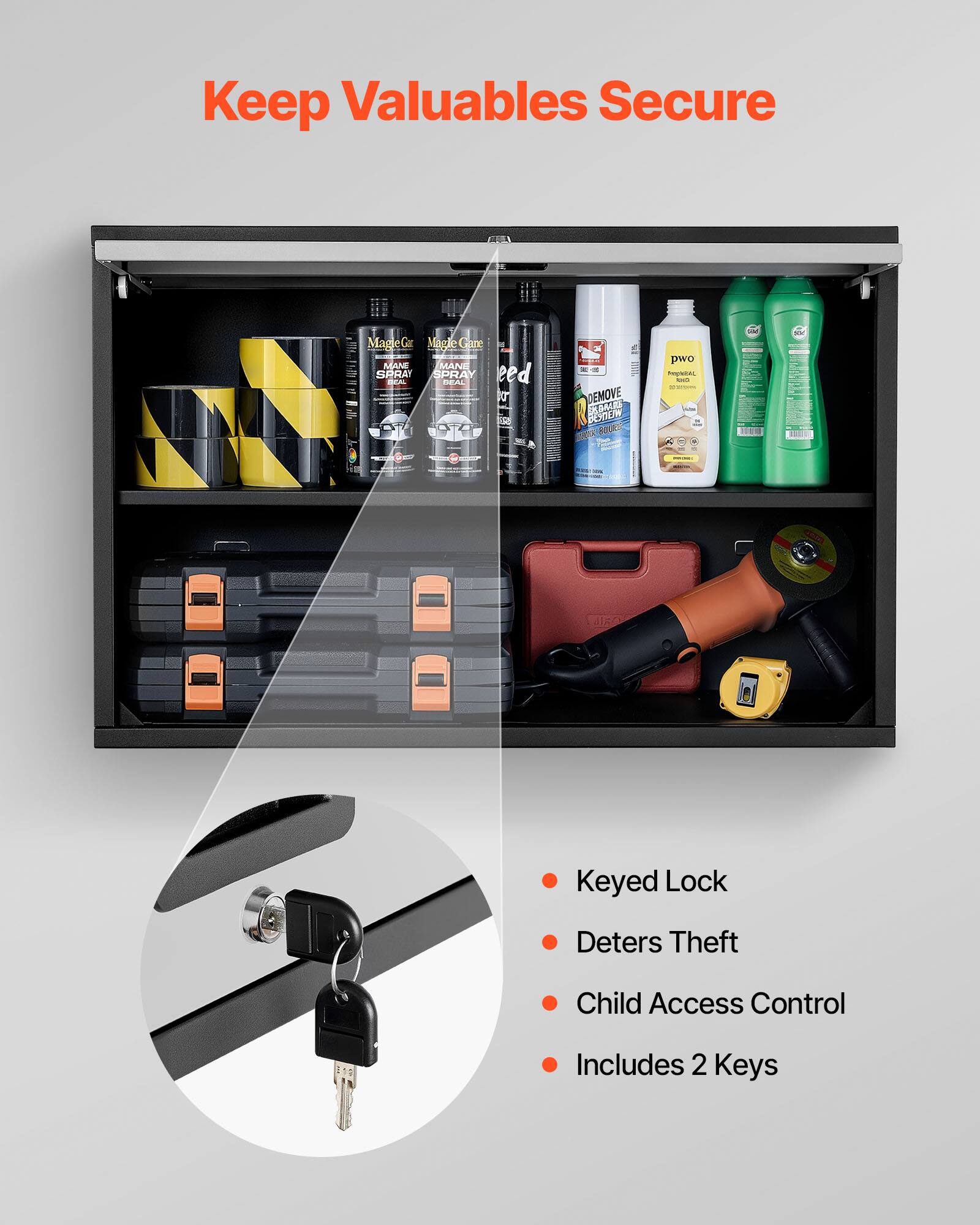 Keep Valuables Secure

- Keyed Lock
- Deters Theft
- Child Access Control
- Includes 2 Keys