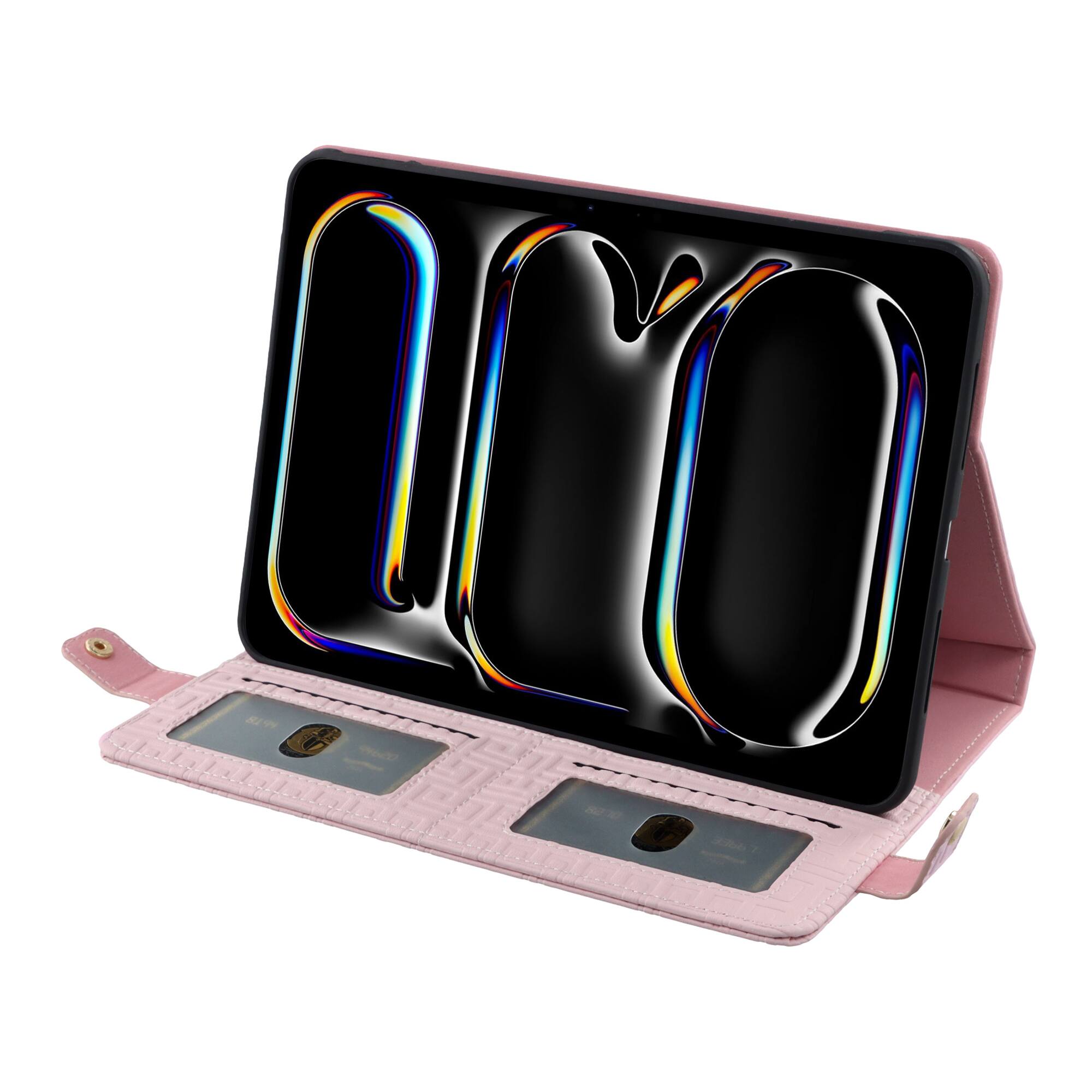 Alt View 2. Dteck - Crossbody Handbag Case for iPad A16 11" 2025/iPad 10th Gen 10.9" 2022, PU Leather Folio Stand Cover with Pencil Holder - Pink.