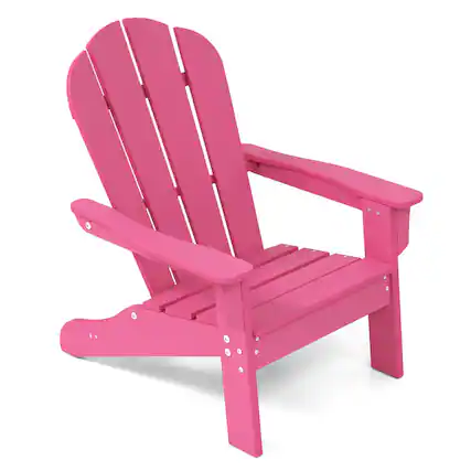 Front. Costway - Costway Kids Adirondack Chair with High Backrest Armrests Fire Pit Chair for Kids Ages 3-8 - Pink.