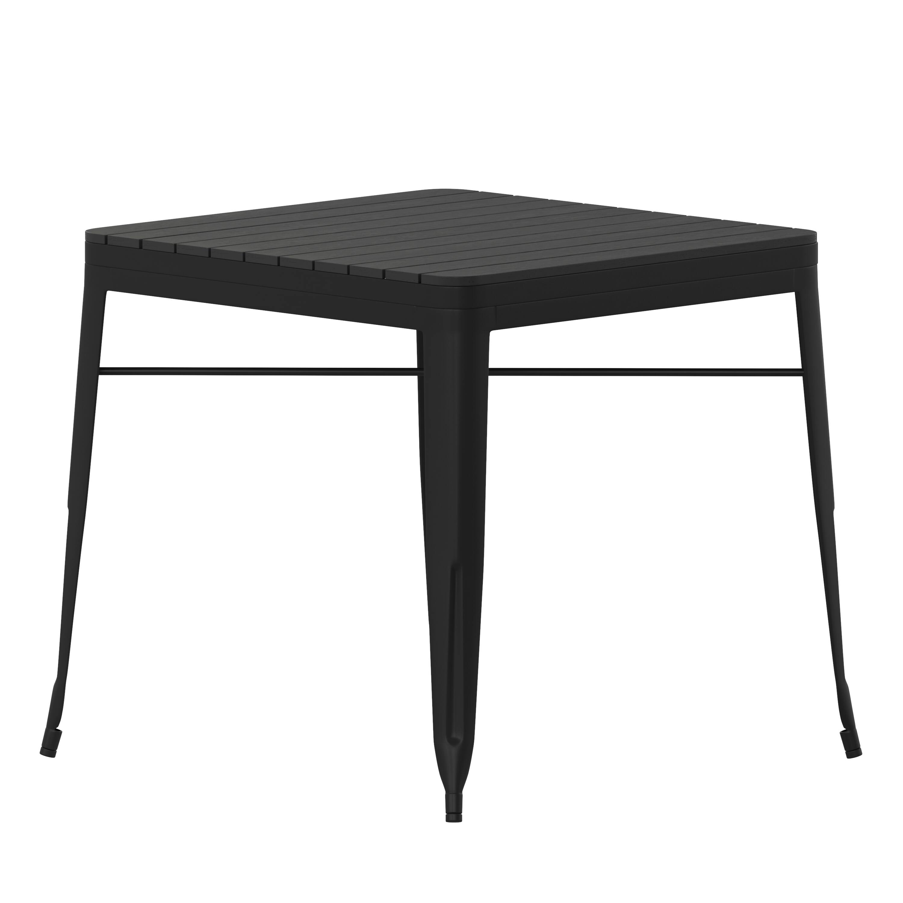 Emma + Oliver - All-Weather Metal Patio Table with Polyresin Top for Indoor/Outdoor Use - Black Top/Black Frame