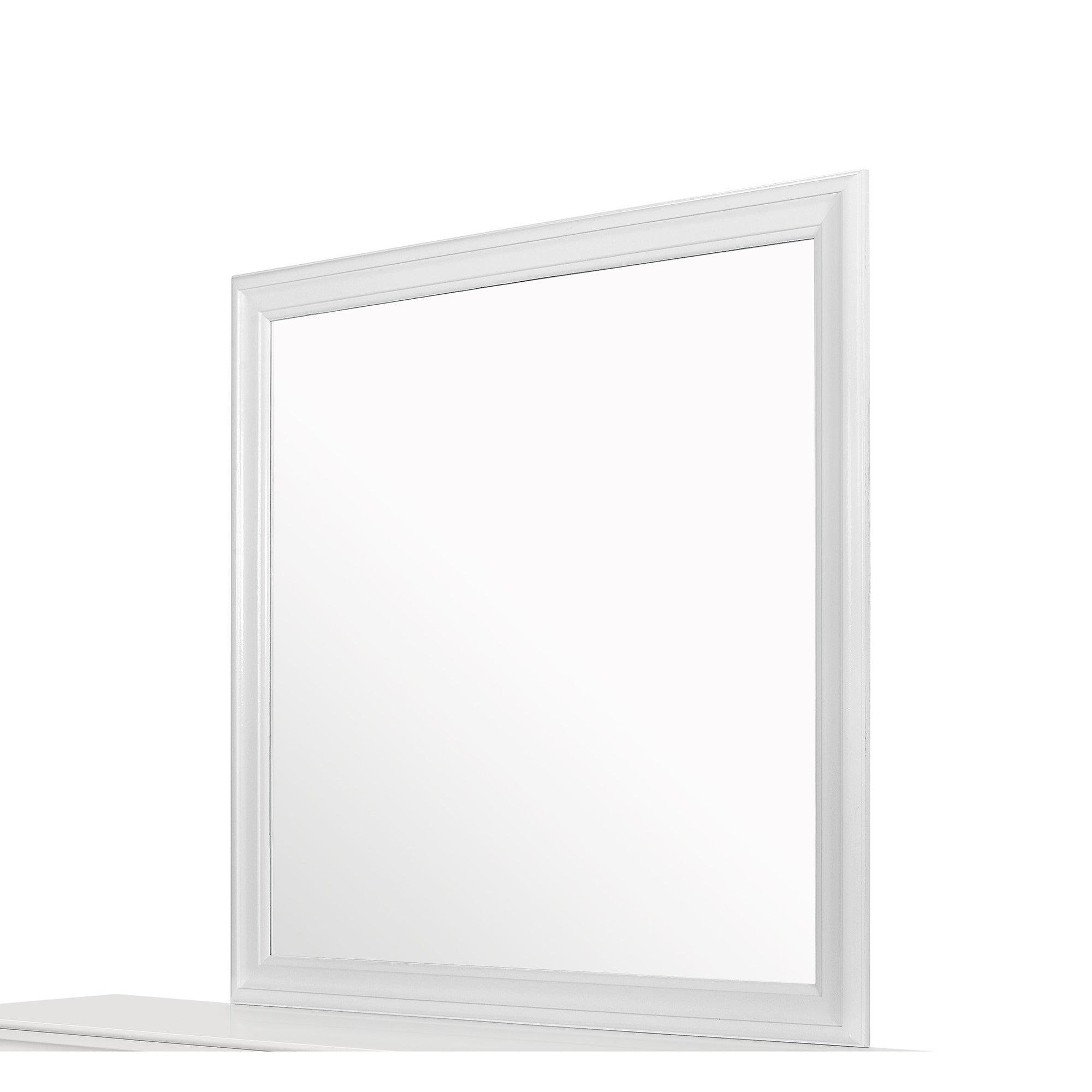 Alt View 1. BreeBe - SHAKER Metallic White Mirror Contemporary Style Solid Wood MDF 38.19 Inches - White.