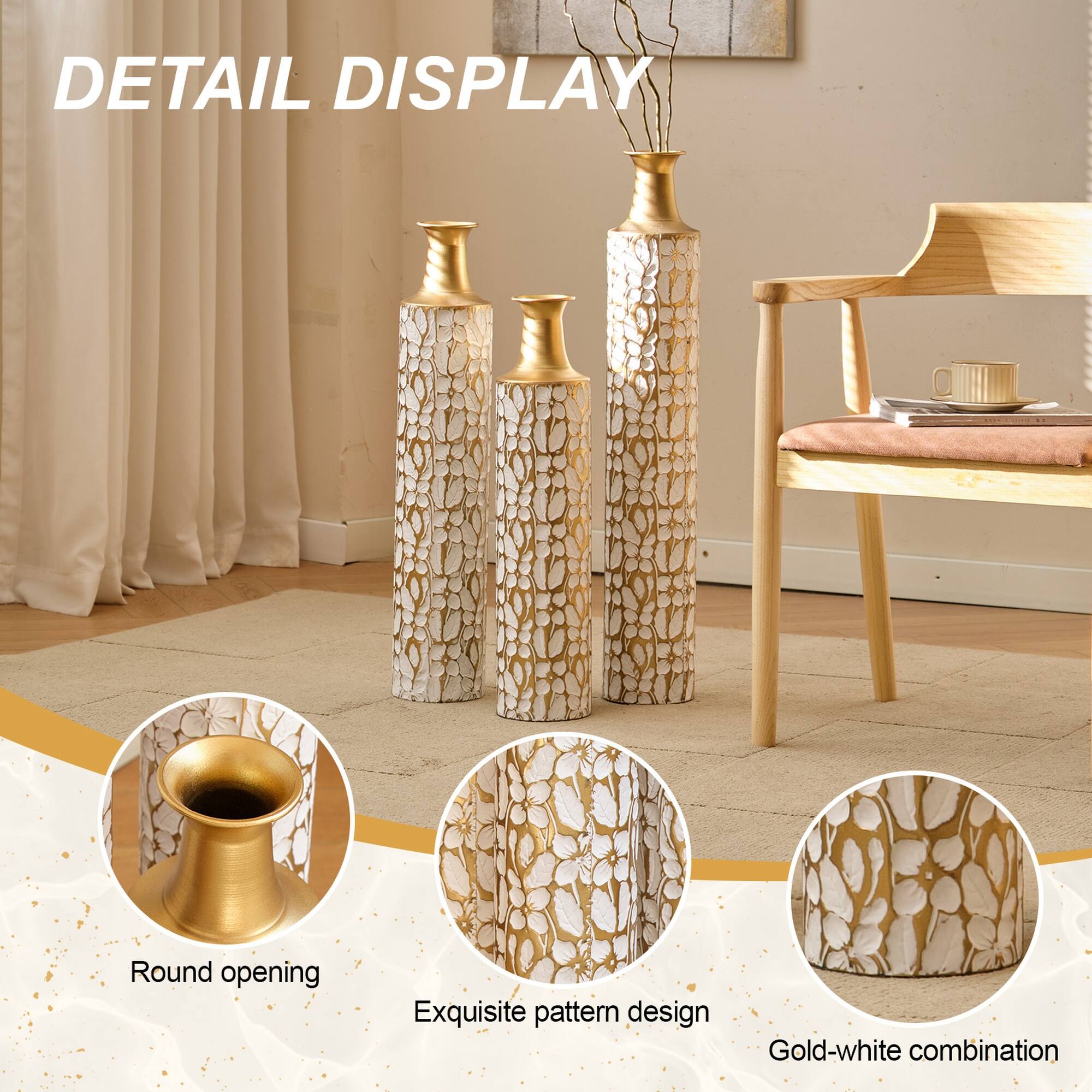 DETAIL DISPLAY

- Round opening
- Exquisite pattern design
- Gold-white combination
