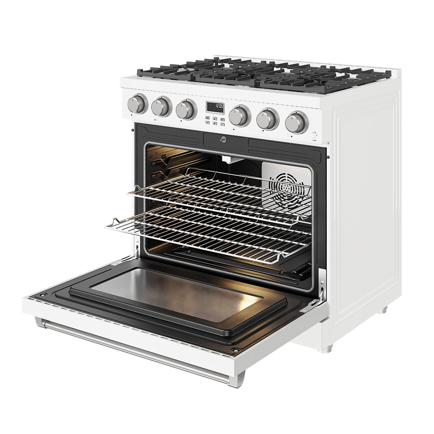 Alt View 5. Thor Kitchen - 6.0 Cu. Ft. Freestanding Gas Convection Range - Matte white.