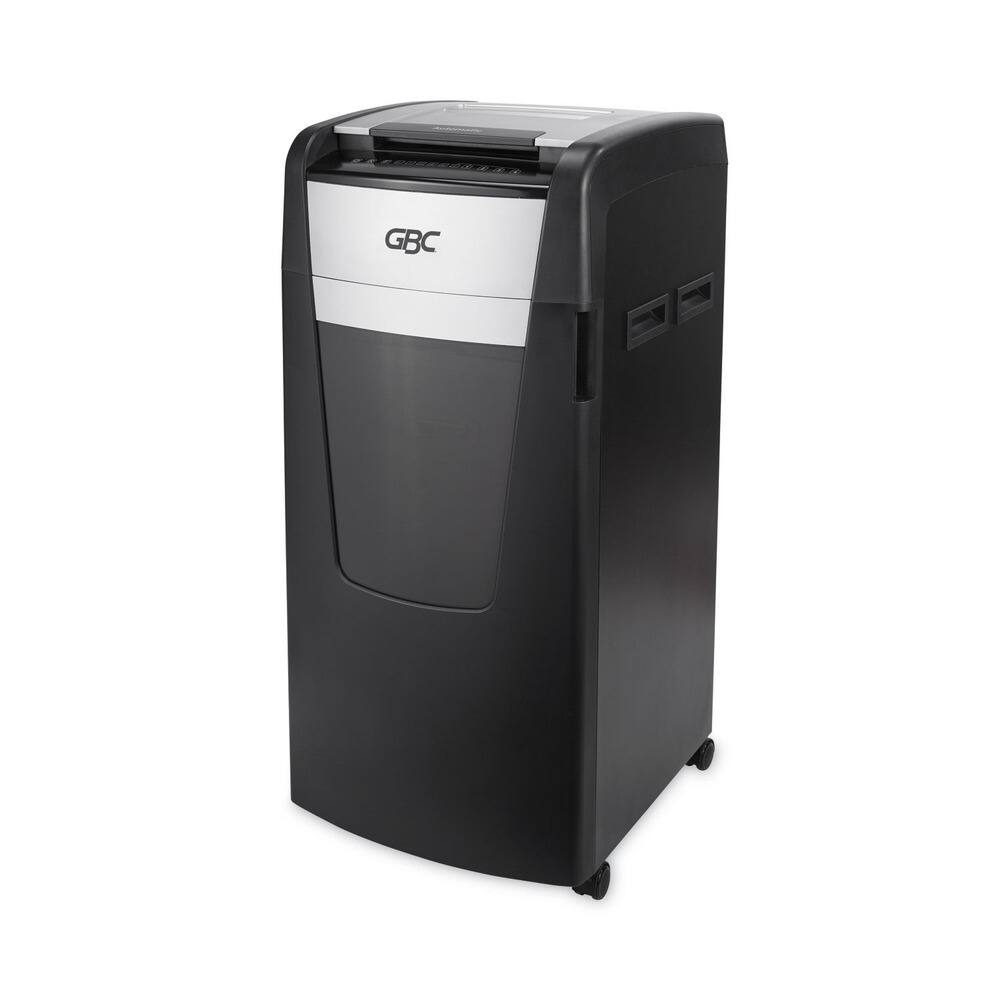 Angle. GBC - WSM1757613 AutoFeed+ 750M 750 Auto/15 Manual Sheet Capacity Micro-Cut Large Office Shredder - Black.