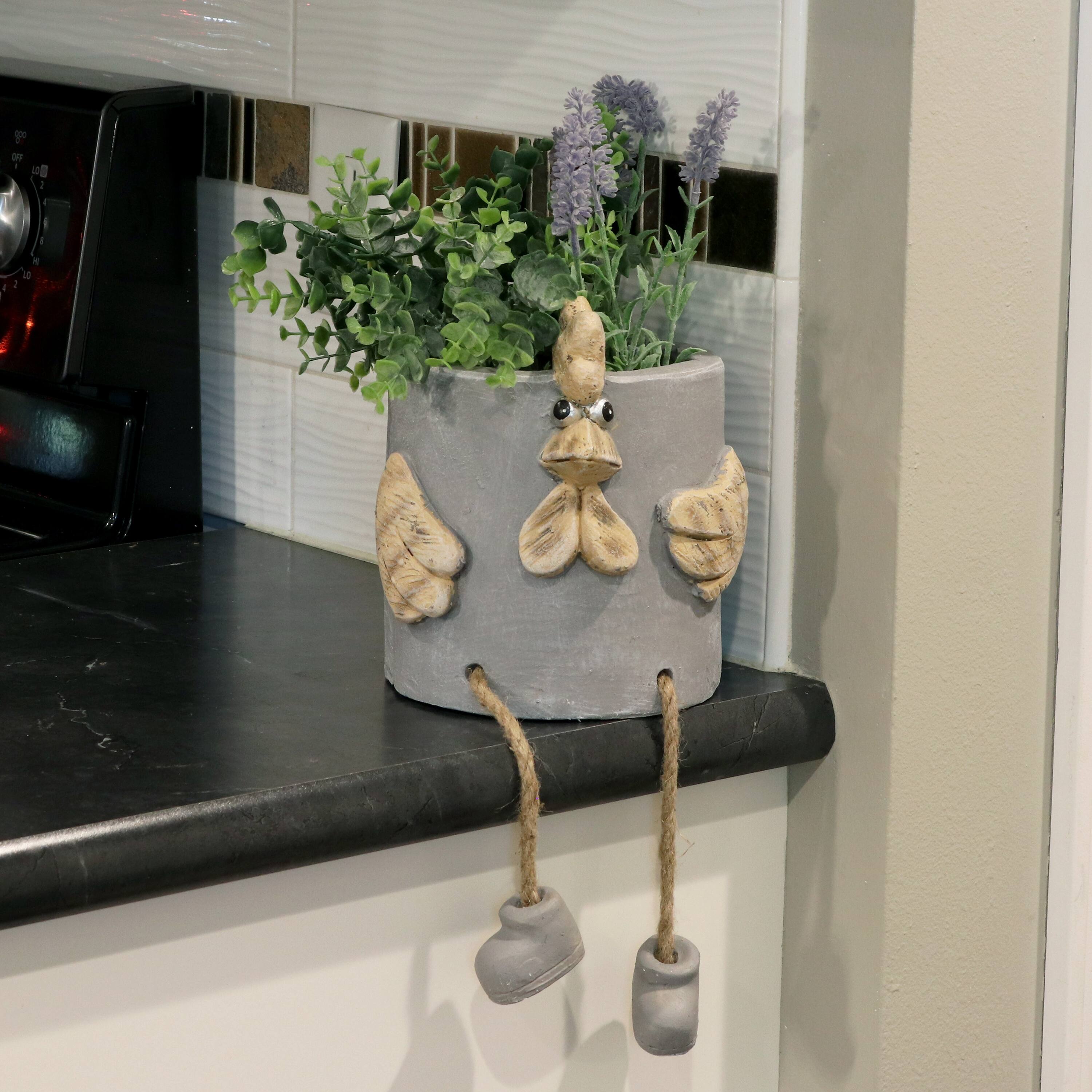 Alt View 5. Sunnydaze - Magnesium Oxide Tate the Turkey Indoor Plater Statue - 6 in - Light Grey.