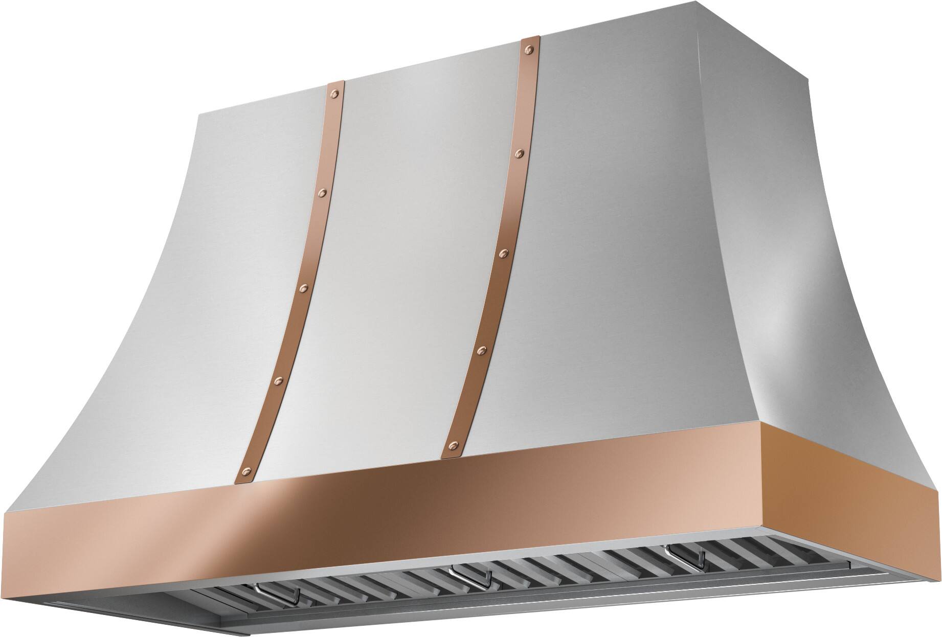 Angle. Zephyr - Banding Kit Trim for Zephyr Alto CHAL48ASX Range Hood - Polished Copper.