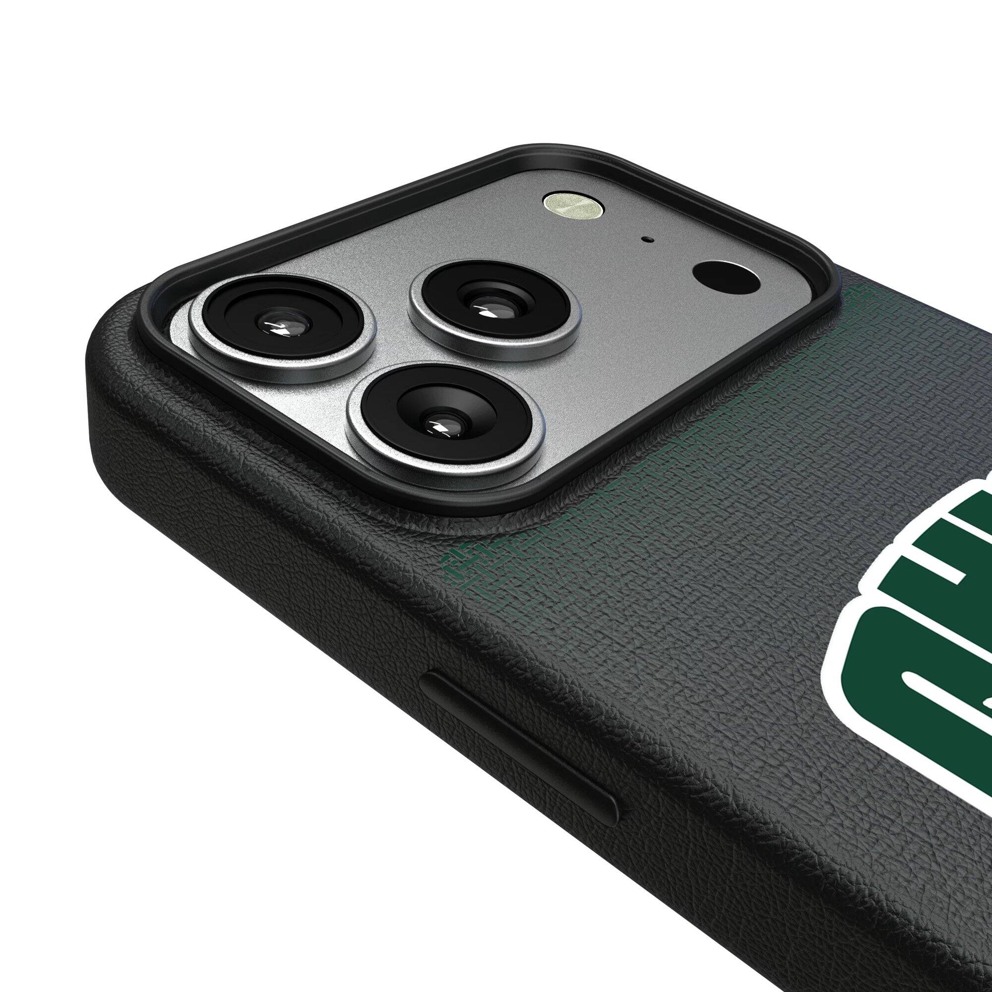 Alt View 2. Keyscaper - Ohio Bobcats Linen Logo iPhone Magnetic Bump Case - 15 Pro Max - Black.