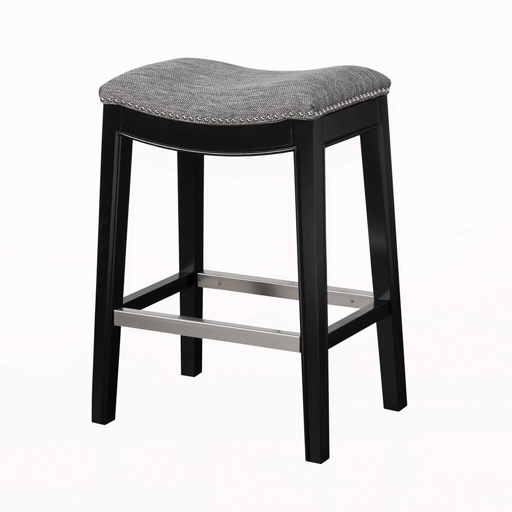 Front. Gracie Mills - Gracie Mills Jerrell Modern Backless Saddle Counter Stool - Grey.