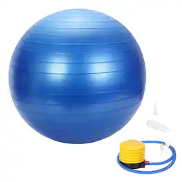 Unique Bargains - Yoga Ball, Exercise Ball 29.5" PVC Anti-Slip Stability Pilates Extra Thick with Pump - For Gym Balance Fitness - Blue