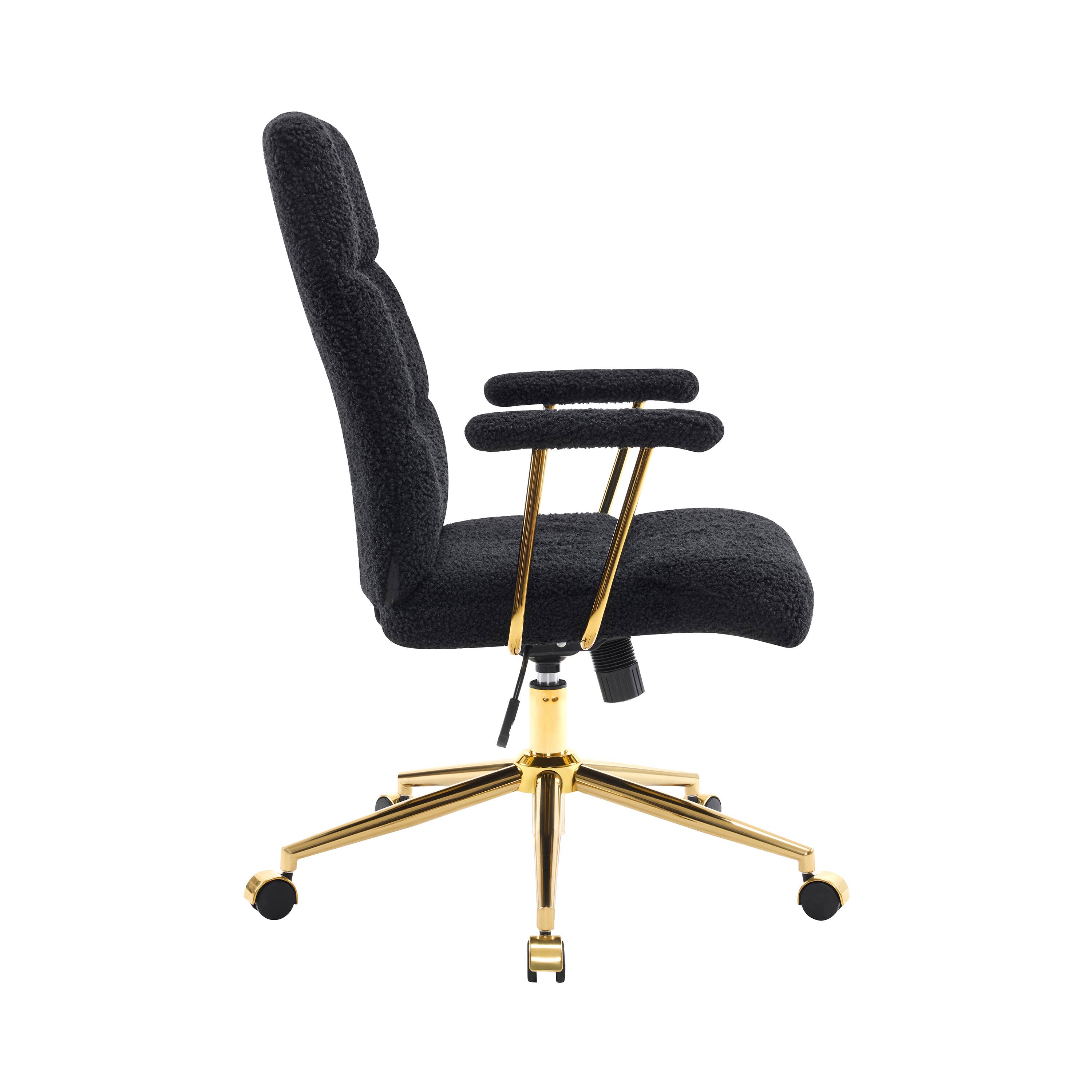 Alt View 4. Forest'nSky - Black Gold Boucle Fabric Office Chair, Height Adjustable Ergonomic Desk Chair with Armrests - Black.