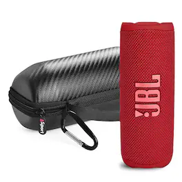 JBL - Flip 6 Waterproof Portable Speaker with gSport Carbon Fiber Case - Red