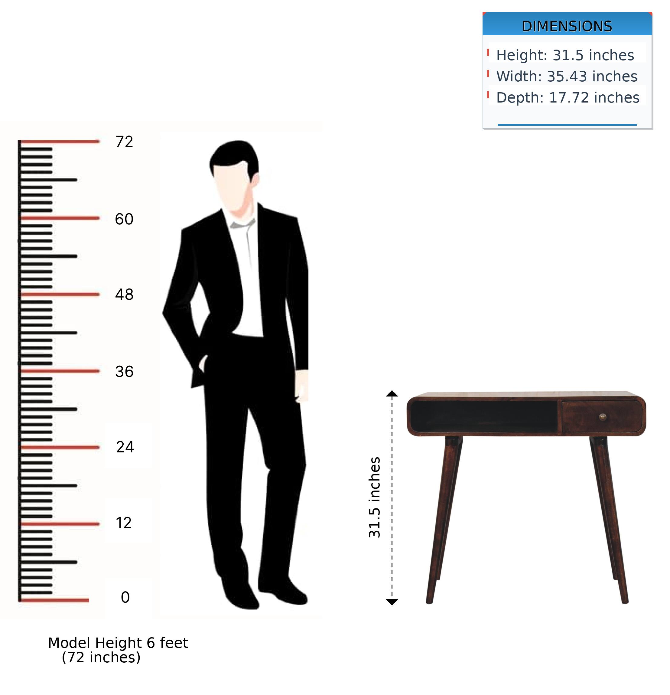 DIMENSIONS  
- Height: 31.5 inches  
- Width: 35.43 inches  
- Depth: 17.72 inches  

Model Height: 6 feet (72 inches)