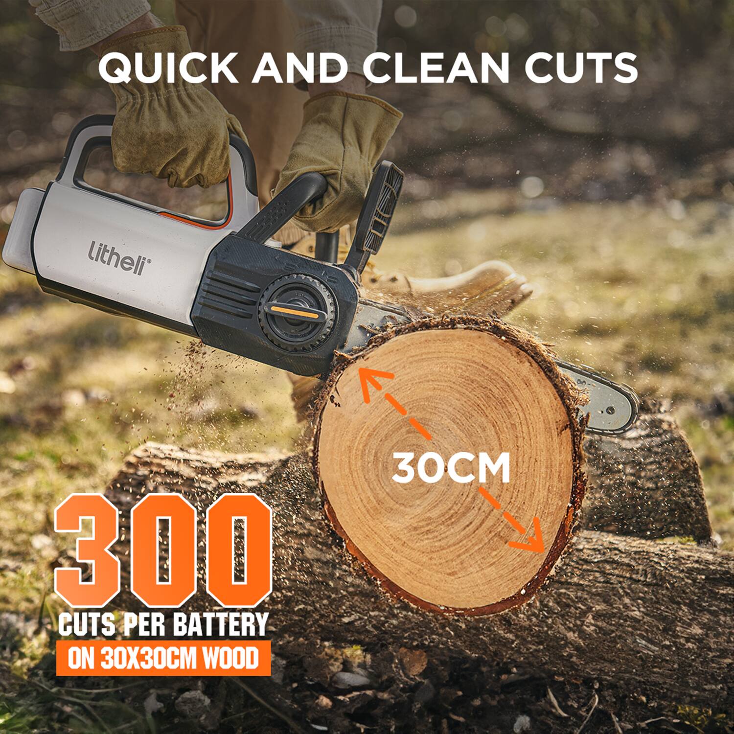 QUICK AND CLEAN CUTS, litheli, 300 CUTS PER BATTERY ON 30X30CM WOOD, 30CM