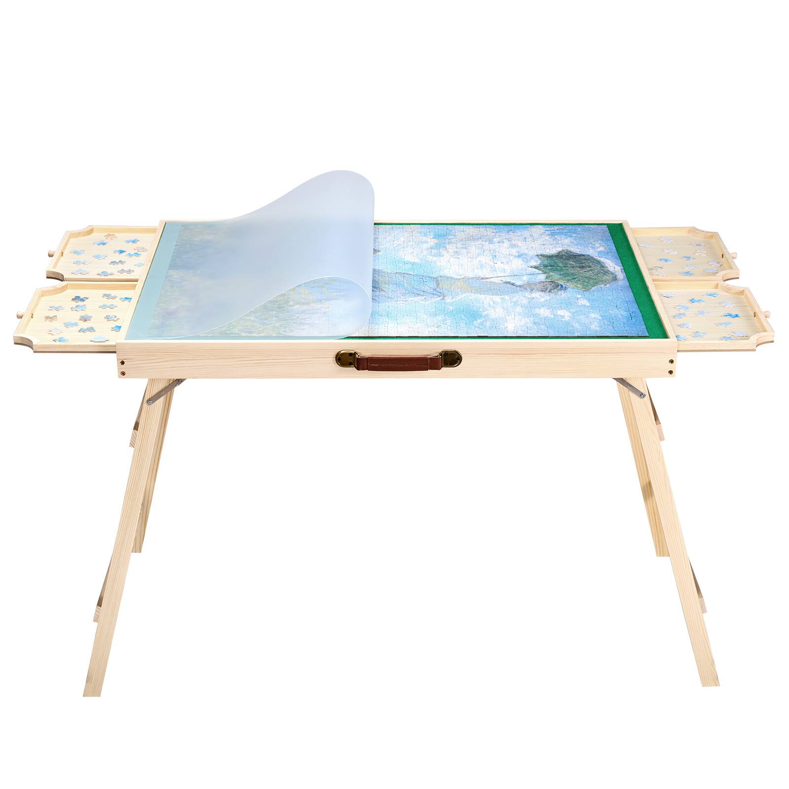 Alt View 5. VEVOR - 1500 Piece Puzzle Table with Folding Legs, 4 Drawers and Cover, 34x25 in Portable Wooden Board.
