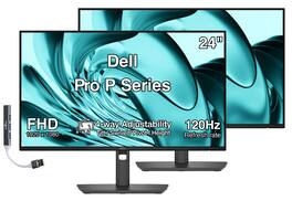 Dell - Pro P Series 24" FHD IPS Monitor, 5ms Response Time, Swivel/Height/Pivot/Tilt, DisplayPort, HDMI & DKZ Hub 2 Pack - Dark Gray
