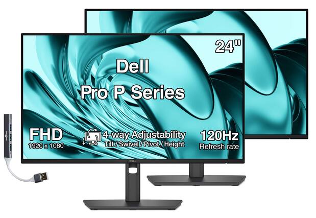 Dell Pro P Series 24"
FHD 1920 x 1080
4-way Adjustability (Tilt/Swivel/Pivot/Height)
120Hz Refresh rate