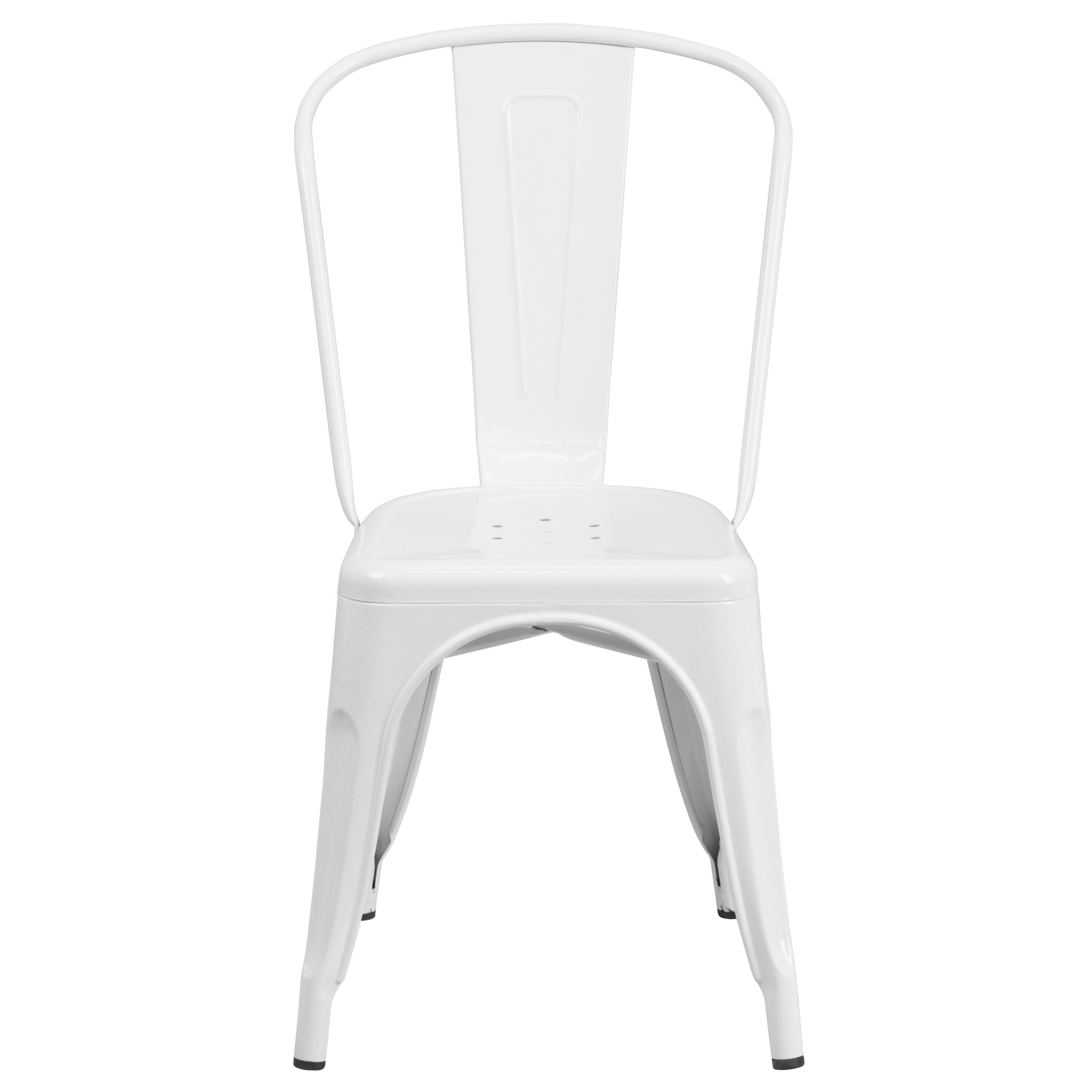 Alt View 7. Emma + Oliver - Commercial Grade 4 Pack Metal Indoor-Outdoor Stackable Chair - White.