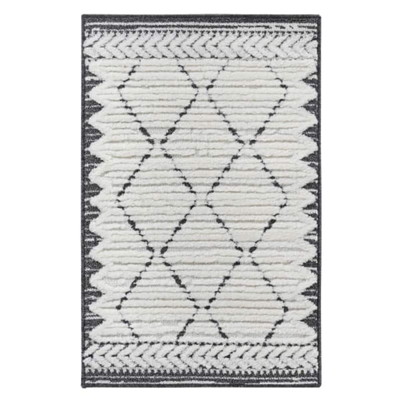 HTUTWOO - 2'x3' Area Rug - Cream Indoor Carpet, Modern Geometric Pattern, Non Shedding, for Bedroom, Kitchen, Living Room,Doormat - Trellis Cream