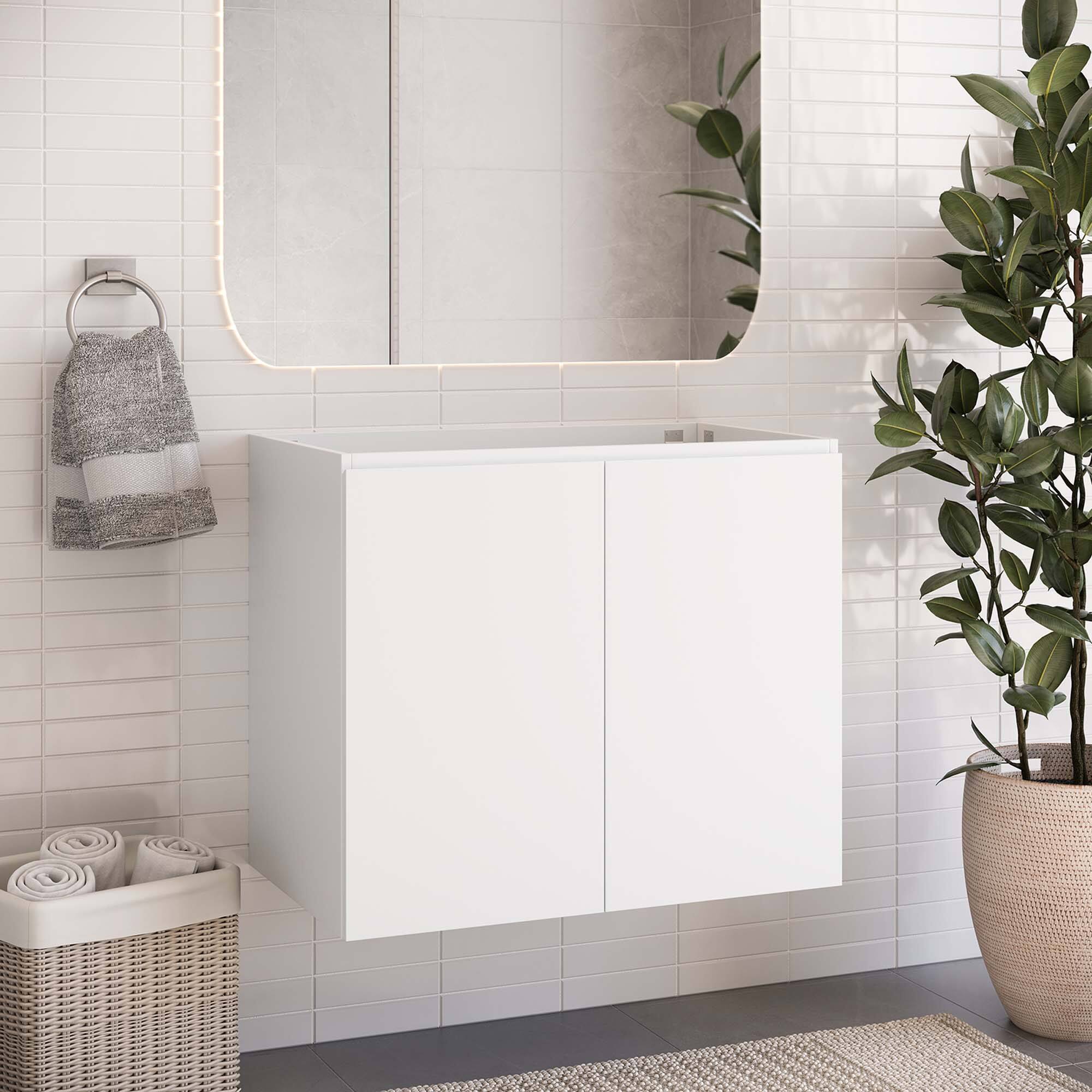 Back. Modway - Bryn Wall-Mount Bathroom Cabinet Basin Not Included - White.