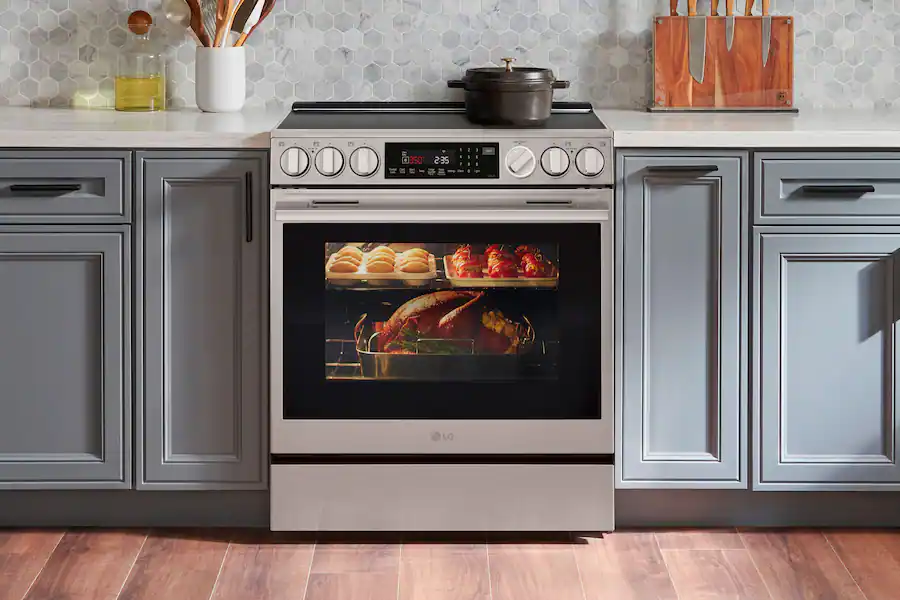 LG 30 in Wide 6.3 Cu. Ft. Slide In Electric True Convection Smart Range ...