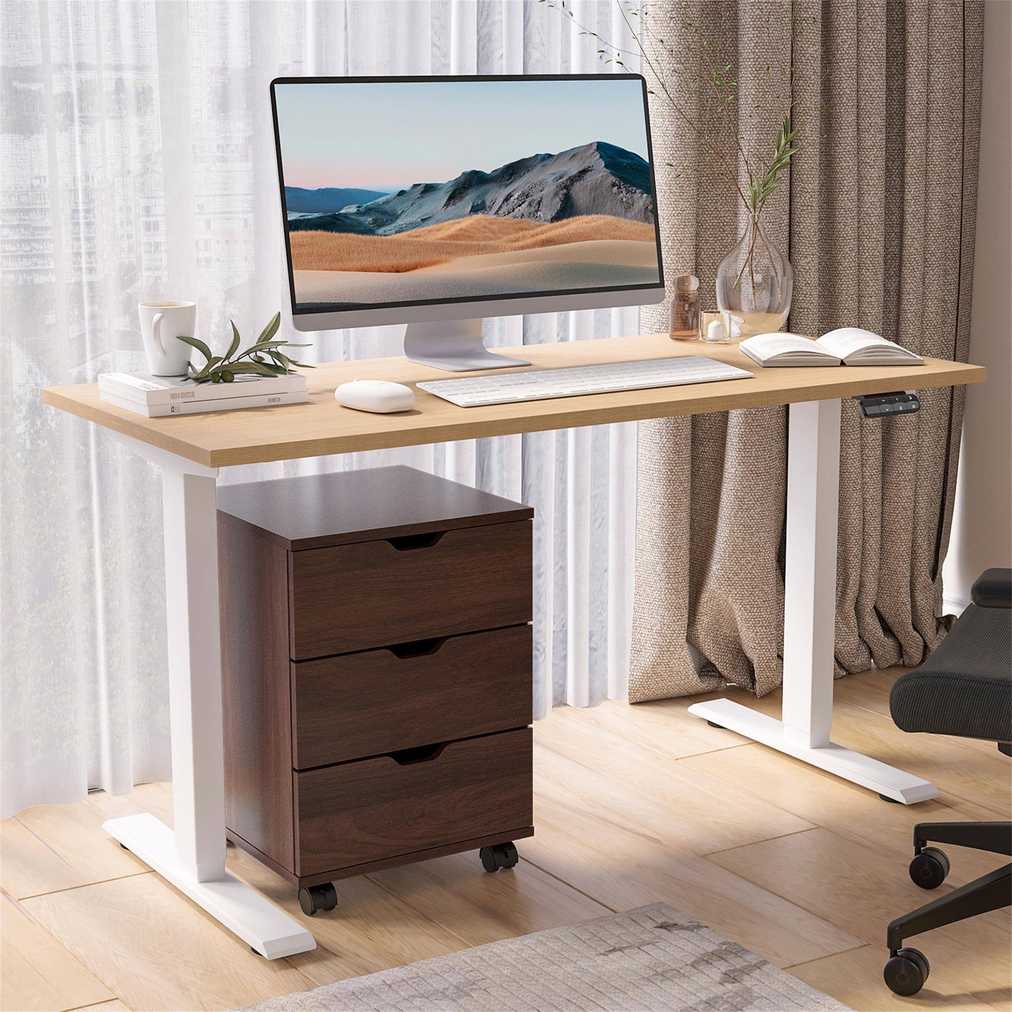 Alt View 1. Boyel Living - 3-Drawer Vertical Filing Cabinet Rolling Wood Mobile File Cabinets with Casters (Fully Assembled) - Brown.