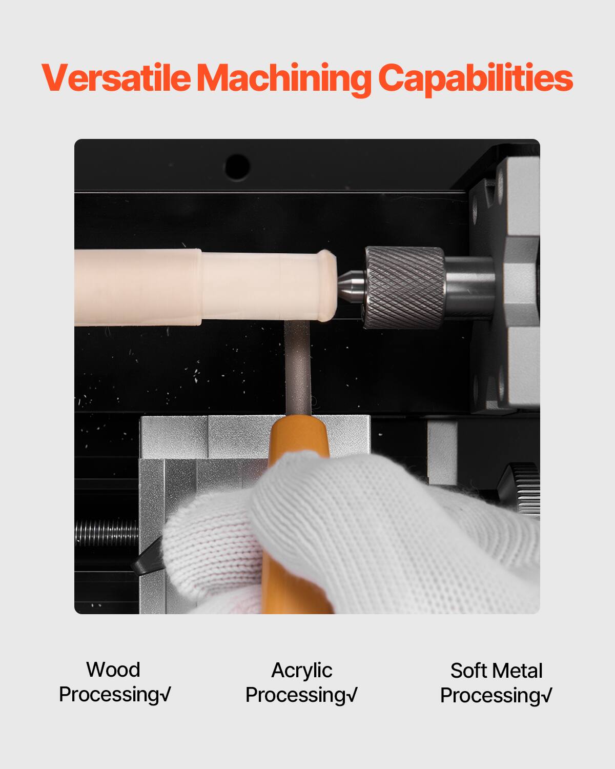 Versatile Machining Capabilities

- Wood Processing
- Acrylic Processing
- Soft Metal Processing