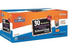 ELMER'S
30 Washable Disappearing Purple School Glue Sticks
Teacher Brand
30 Pack
Giant Sticks
Acid Free
30 x 22 g (0.77 oz)
Total 660 g (23.1 oz)
Safe, Non-Toxic
Warning: Choking Hazard - Small parts. Not for children under 3 years.
