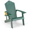 Front. Costway - Costway Patio HIPS Adirondack Chair with Cup Holder Weather Resistant Outdoor 380 LBS - Dark Green.