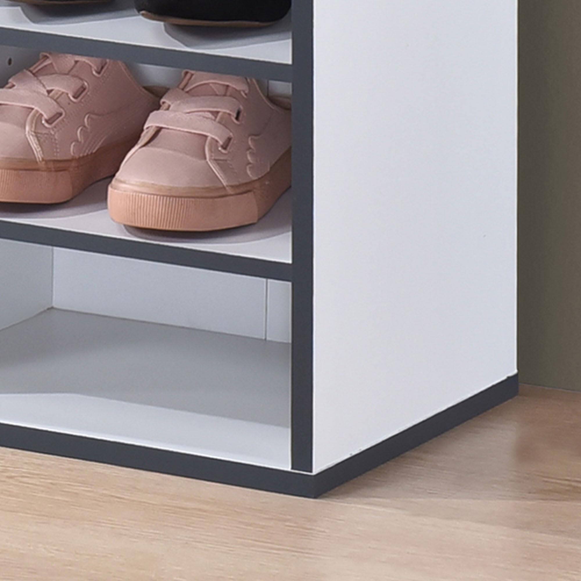 Back. Kings Brand Furniture - Kings Brand Furniture Shoe Storage Bench with Cushion, 9 Cubbies Shoe Organizer, Cubby Shoe Rack with Adjustable Shelves - White.