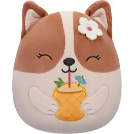 Jazwares - Squishmallows Original : Regina the Corgi with Pineapple Drink & Flower - 7.5" Inch Plush