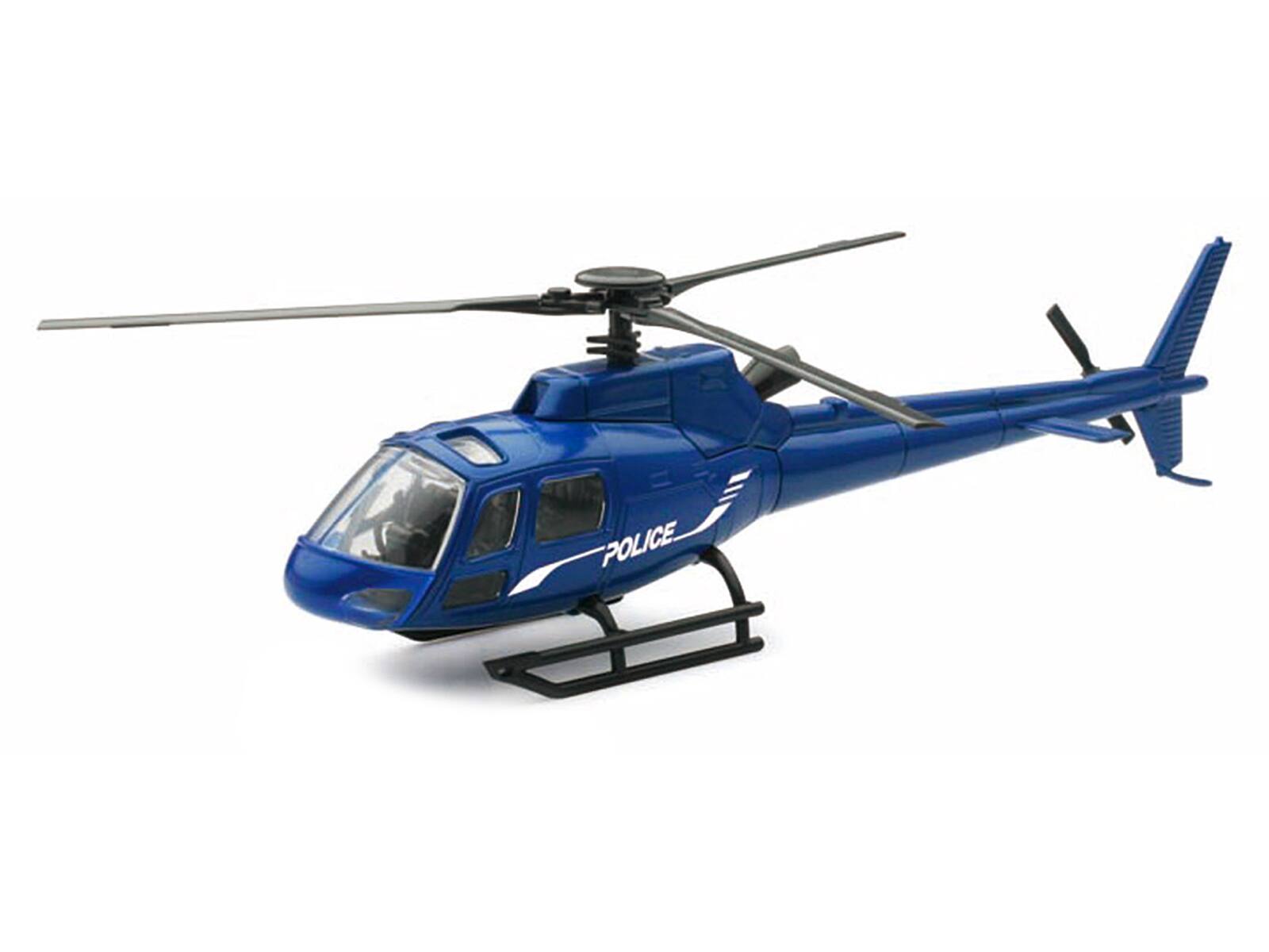 Alt View 1. New Ray - Eurocopter AS350 Helicopter Blue Metallic "Police" "Sky Pilot" Series 1/43 Diecast Model by New Ray.