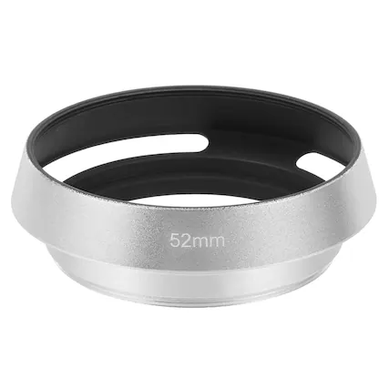 Front. Unique Bargains - 52mm Lens Hood, Universal Metal Hollow Curved Screw-in Vented Lens Hoods for Fujifilm for Pentax - Silver.