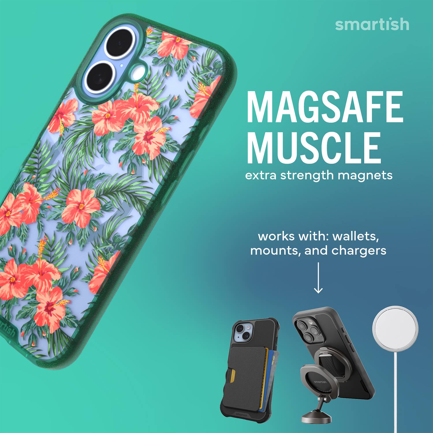 smartish MAGSAFE MUSCLE extra strength magnets works with: wallets, mounts, and chargers