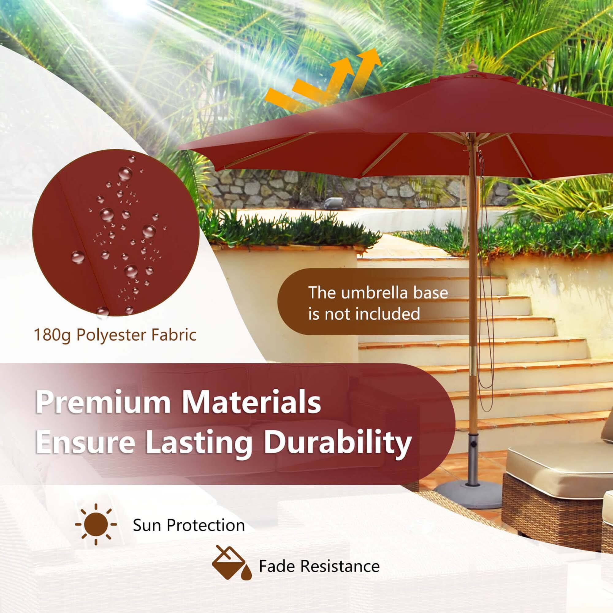 180g Polyester Fabric, The umbrella base is not included, Premium Materials Ensure Lasting Durability, Sun Protection, Fade Resistance