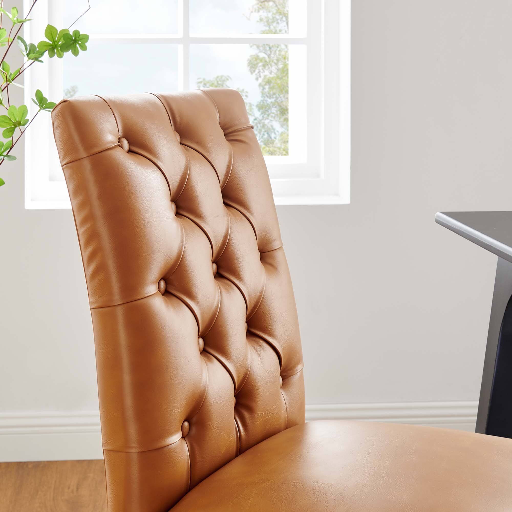 Alt View 4. Modway - Duchess Button Tufted Vegan Leather Dining Chair by Modway - Brown.