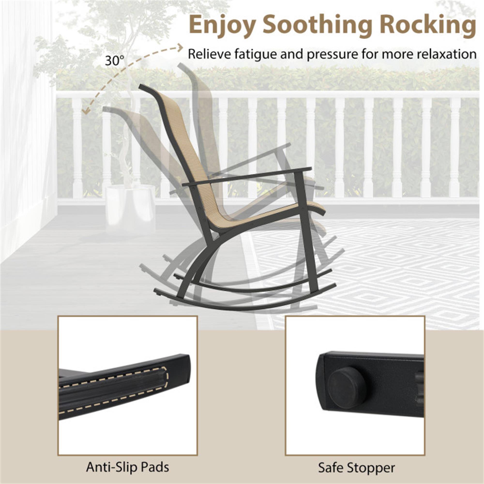 Enjoy Soothing Rocking  
Relieve fatigue and pressure for more relaxation  

30°  

Anti-Slip Pads  
Safe Stopper