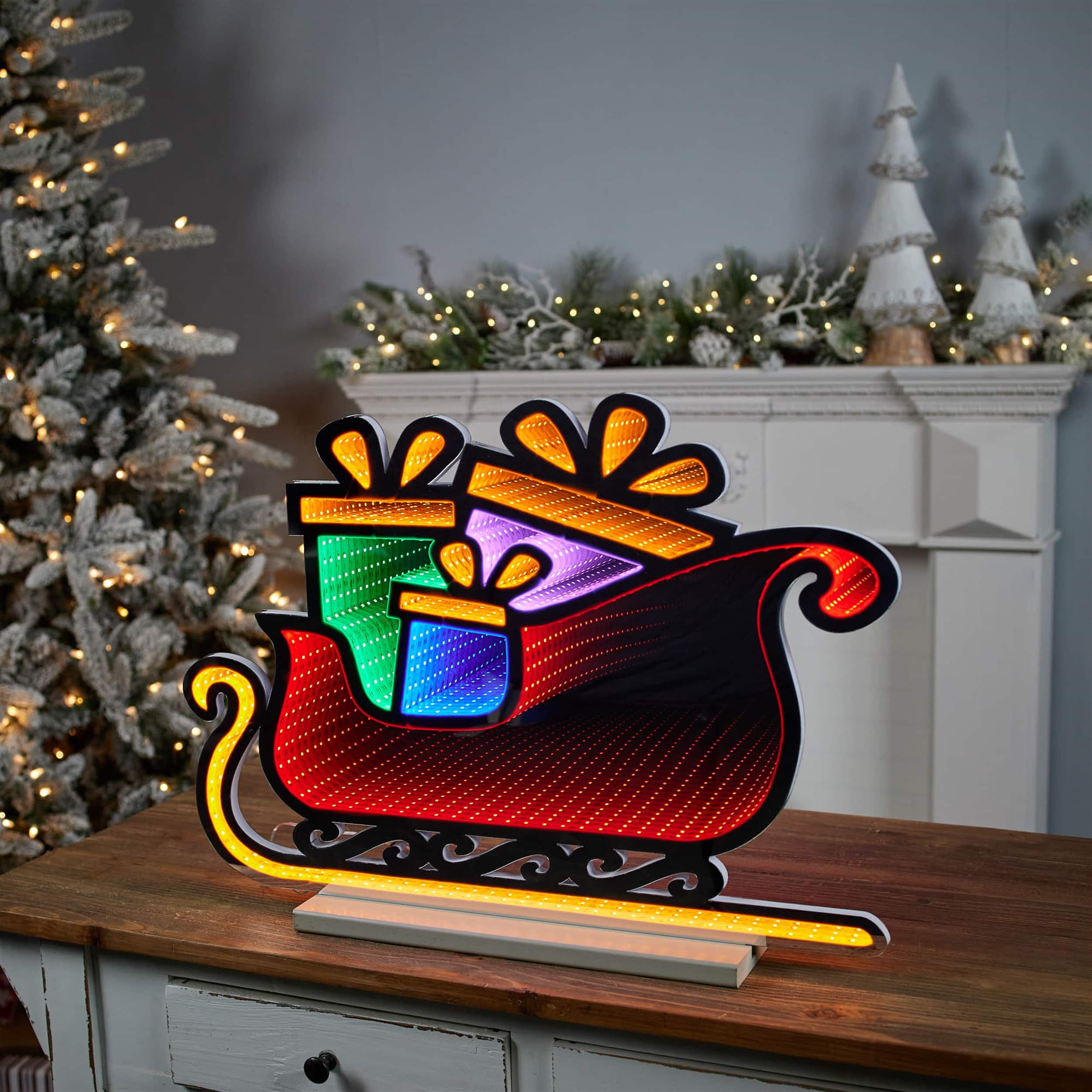 BreeBe - Santa's Sleigh Ekkolight 24.5"L - Red, Orange, Green