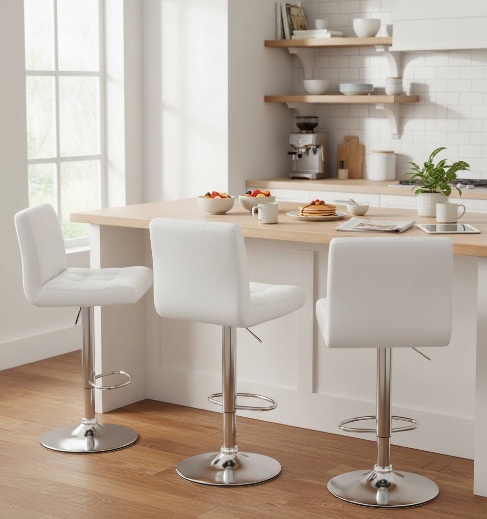 Alt View 1. AOITUN - Bar Stools Set of 2 Armless PU Leather, Perfect for Dorm Room or Apartment, Durable and Stylish Seating - White.