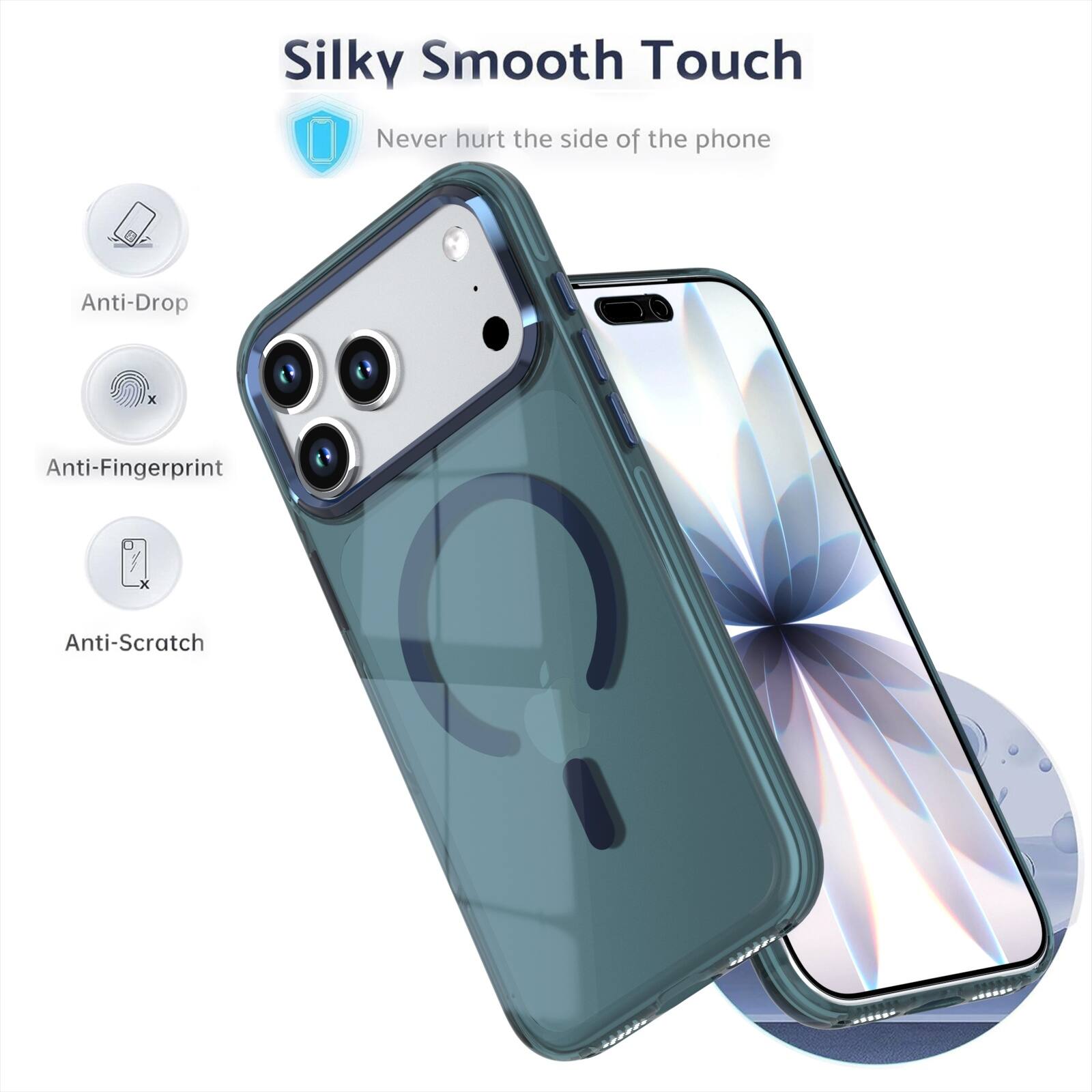 Silky Smooth Touch  
Never hurt the side of the phone  
Anti-Drop  
Anti-Fingerprint  
Anti-Scratch