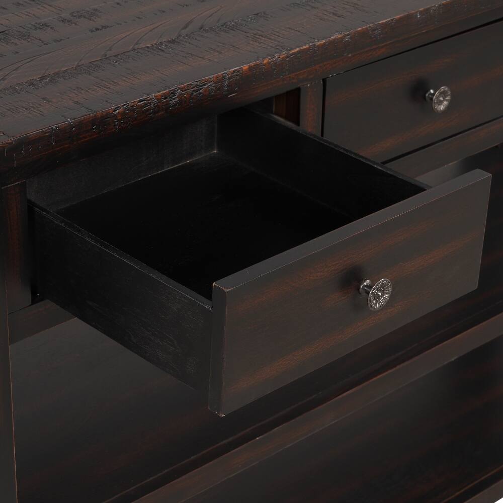 Alt View 8. Loheer - Loheer 48 Inch Solid Pine Wood Console Table Distressed Black Entryway Table with 3 Drawers and 2 Shelves - Black.