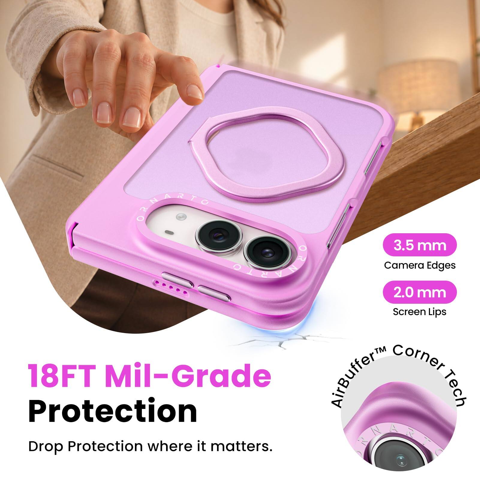 OEMARTO 3.5 mm DISTOVERY Camera 2.0 mm Edges Screen Lips TM 18FT Mil-Grade AirBuffer Corner Protection Tech Drop Protection where it matters.