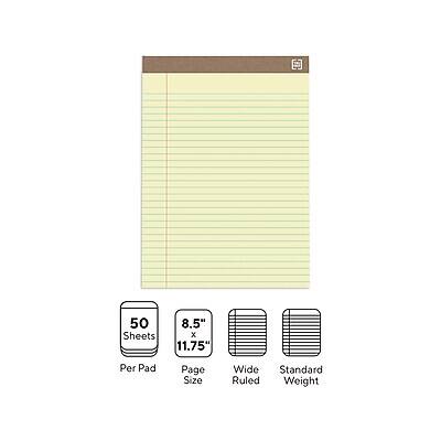 50 Sheets Per Pad  
8.5" x 11.75" Page Size  
Wide Ruled  
Standard Weight